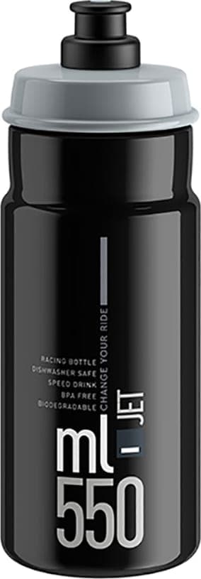 Portabidón y Bidón ELITE BIDON ELITE JET NEGRO LOGO GRIS 550 ML