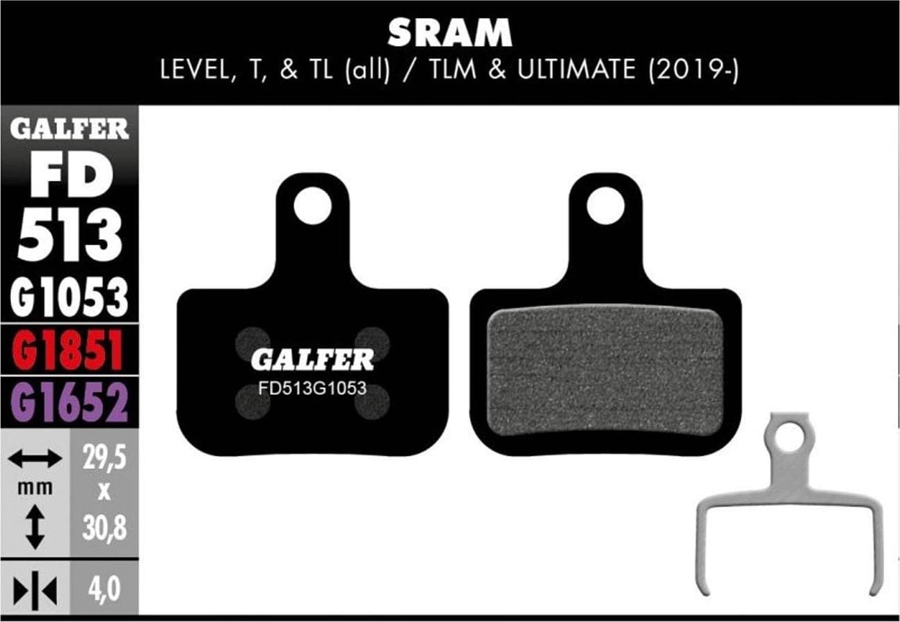 Freno y Mando GALFER MTB BRAKE PAD SRAM LEVEL, T, TL - FD513G
